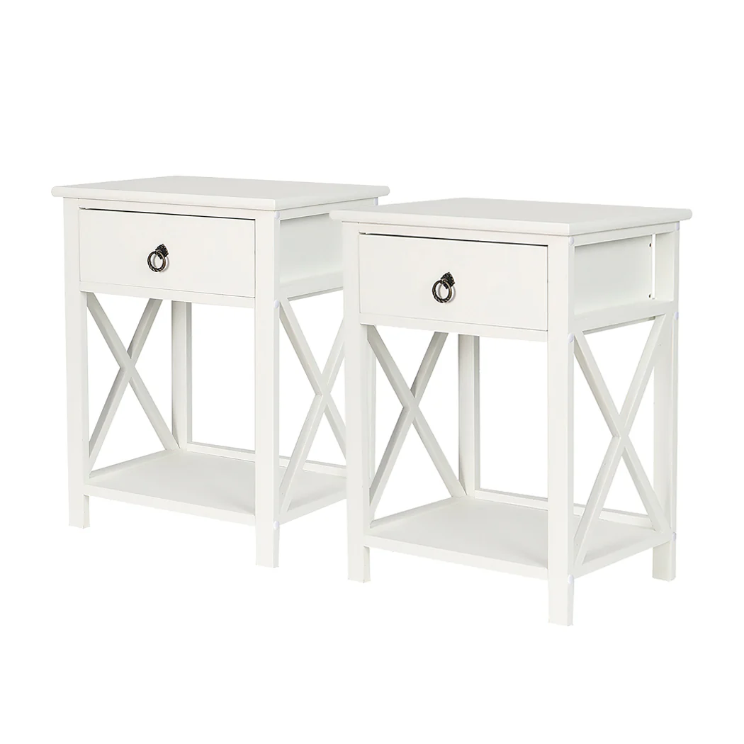 Levede 2x Bedside Tables Drawers Side - Image 8