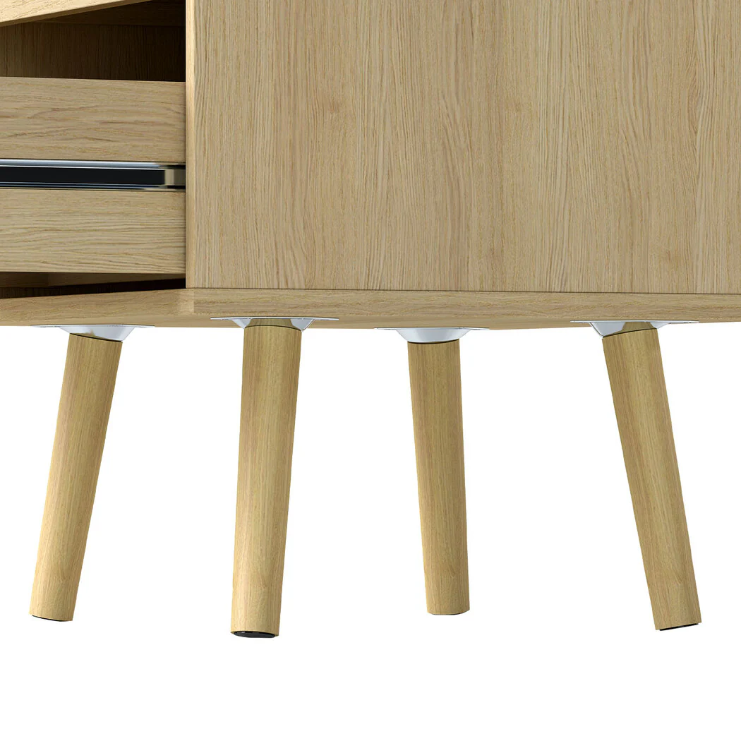 Levede 2x Bedside Tables Set Wooden Side Table Nigntstand Bedroom Rattan Drawers - Image 5
