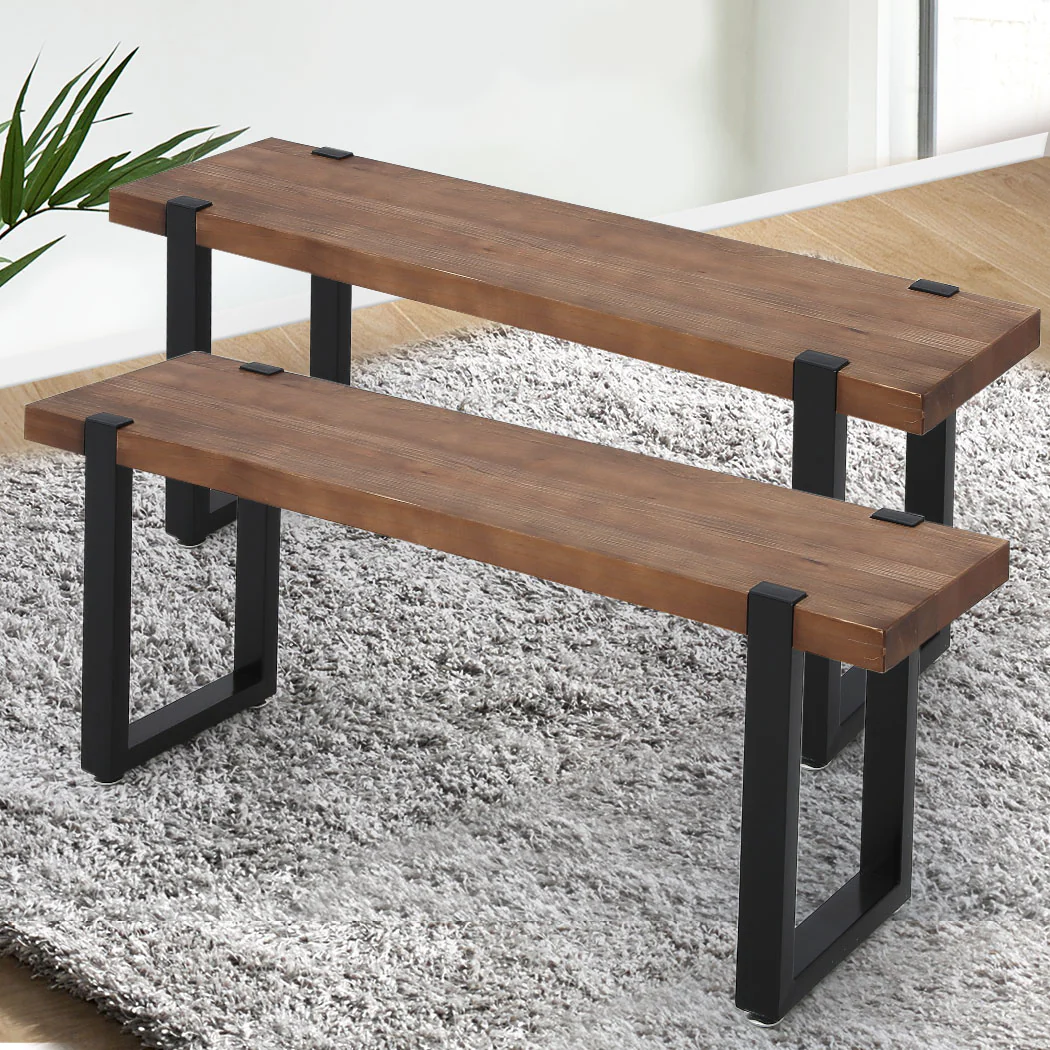 Levede 2x Dining Bench Chairs Wooden 140cm - Image 7