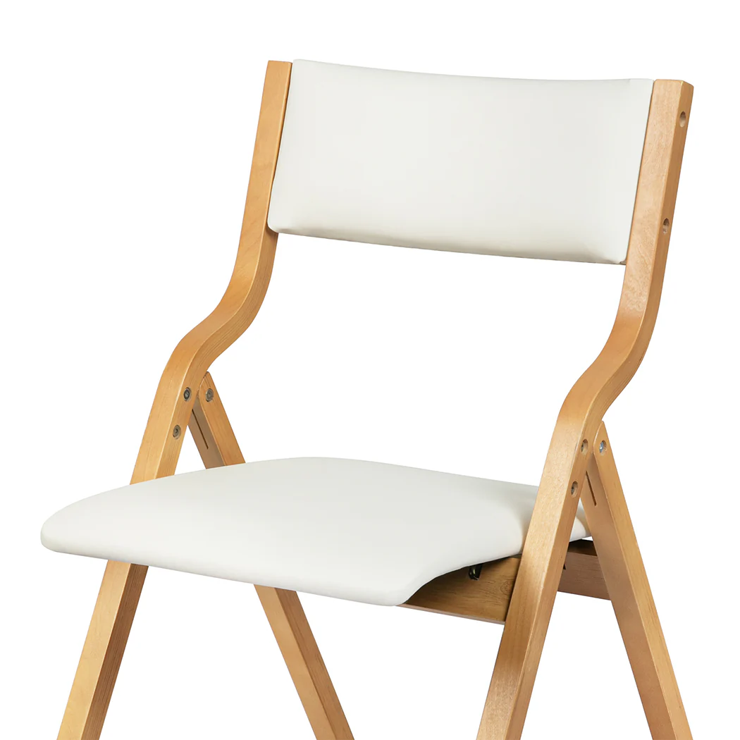 Levede 2x Dining Chairs Foldable PU Beige - Image 5