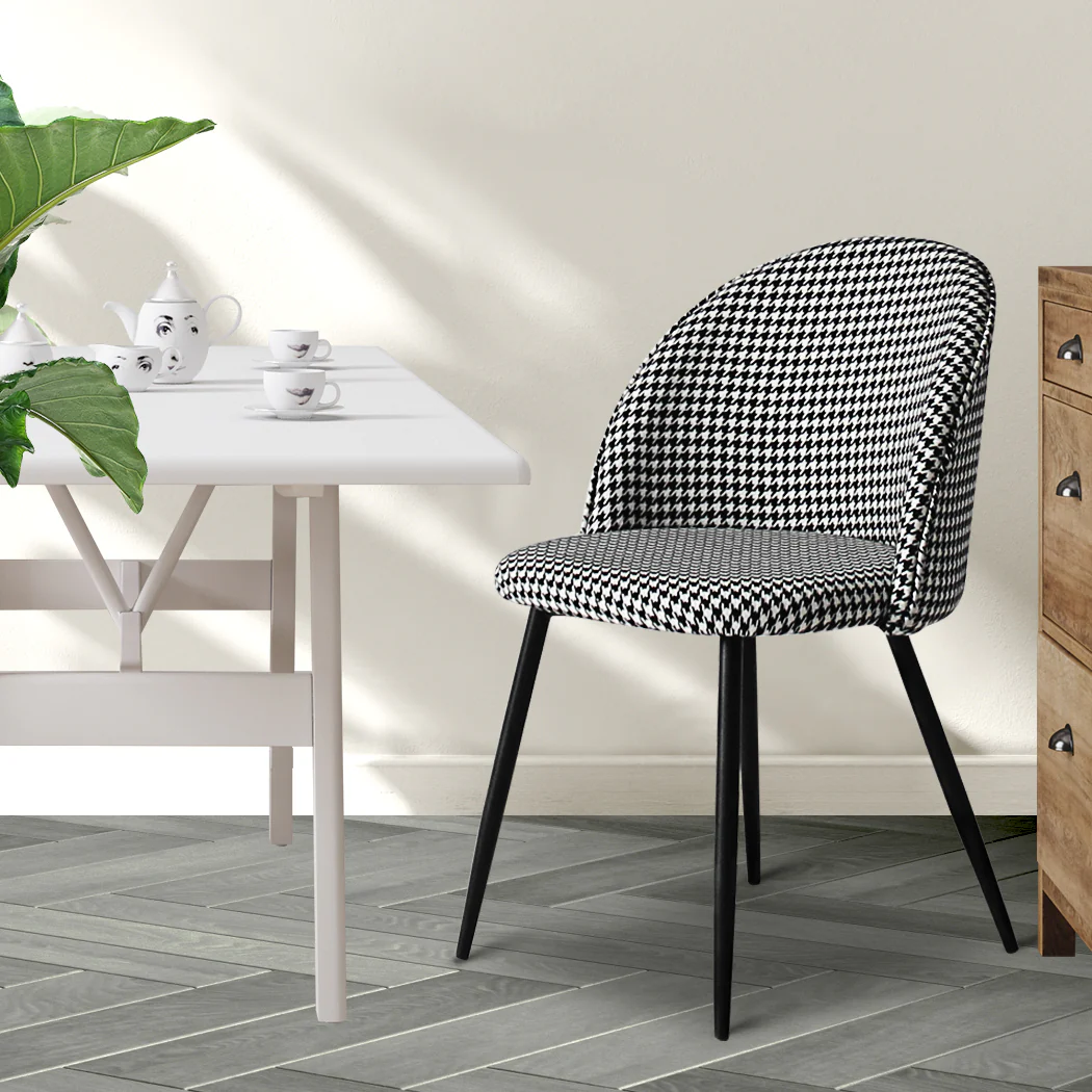 Levede 2x Dining Chairs Kitchen Cafe Black and White - Image 7