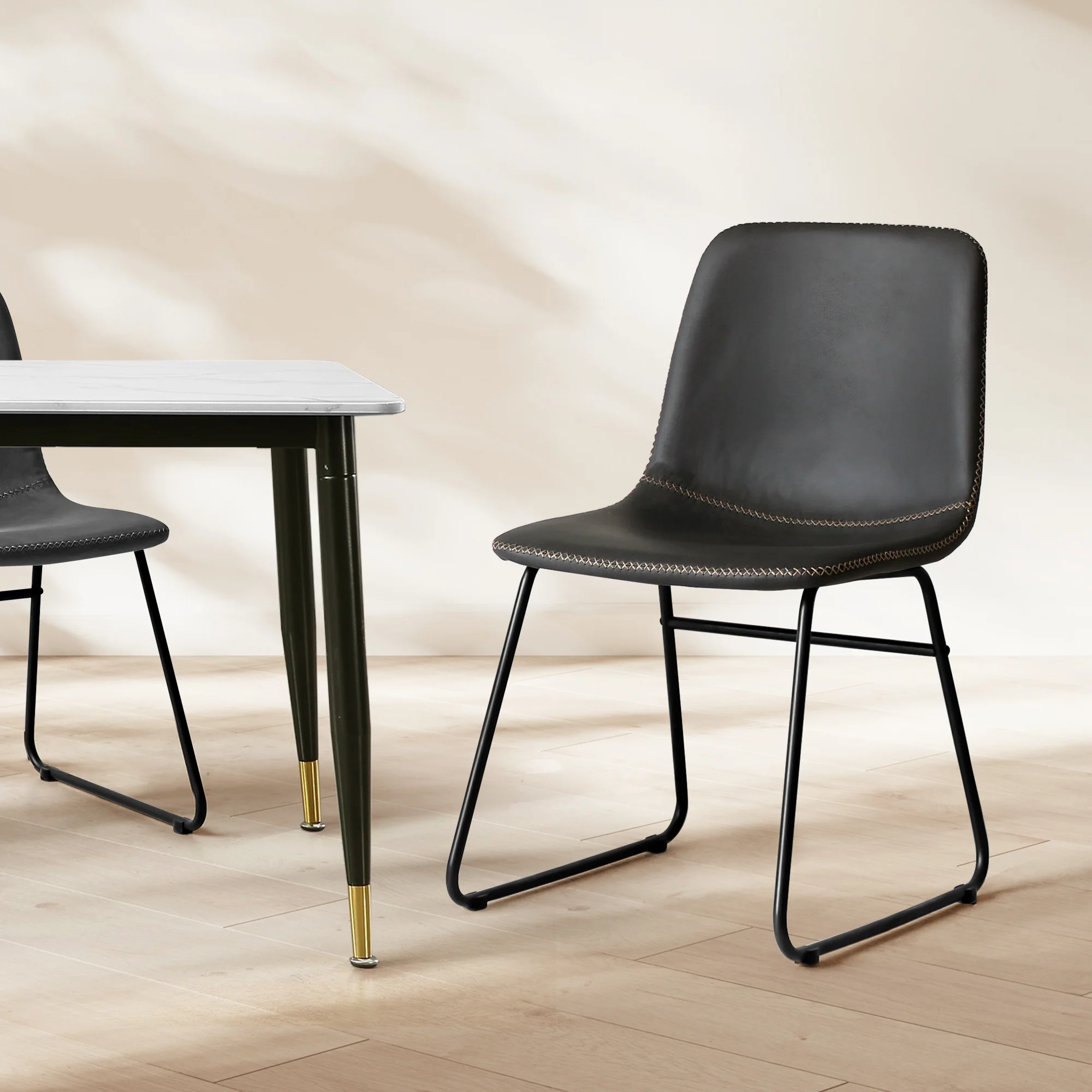 Levede 2x Dining Chairs Kitchen Table Black - Image 6