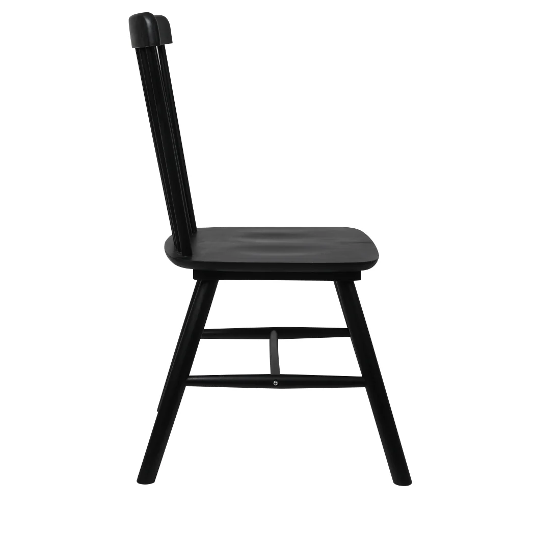 Levede 2x Dining Chairs Kitchen Winsor Black - Image 3