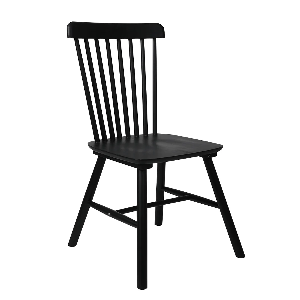 Levede 2x Dining Chairs Kitchen Winsor Black - Image 8