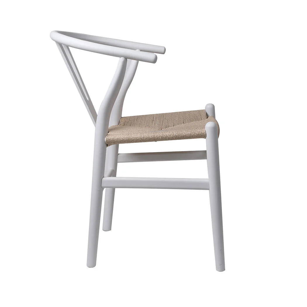 Levede 2x Dining Chairs Wooden Hans White - Image 3