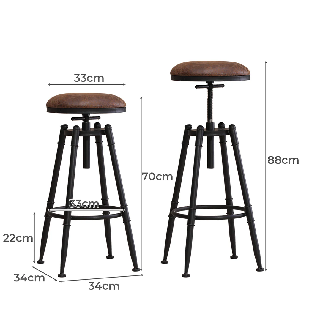 Levede 2x Industrial Bar Stools Kitchen - Image 2
