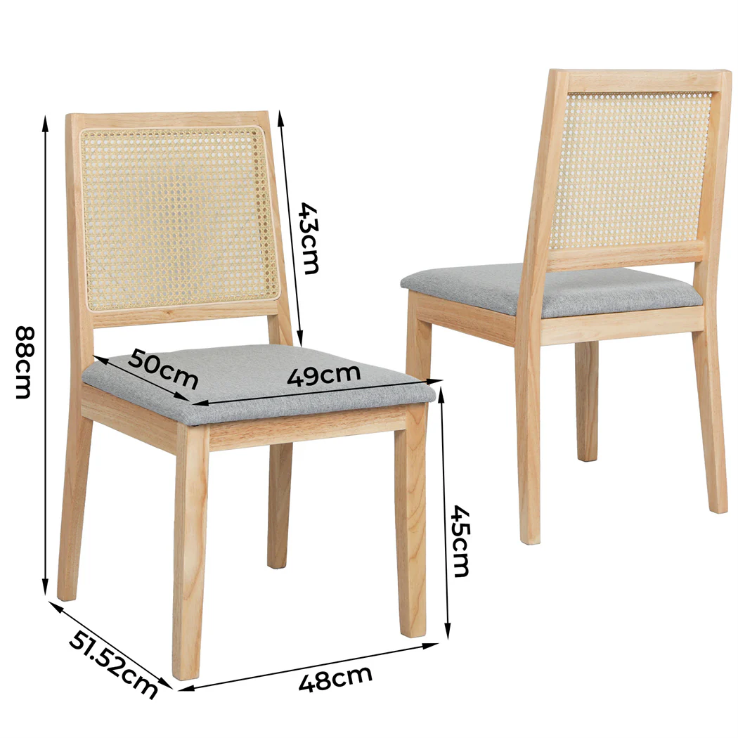 Levede 2x Rattan Dining Chair Solid Wood Lounge - Image 2