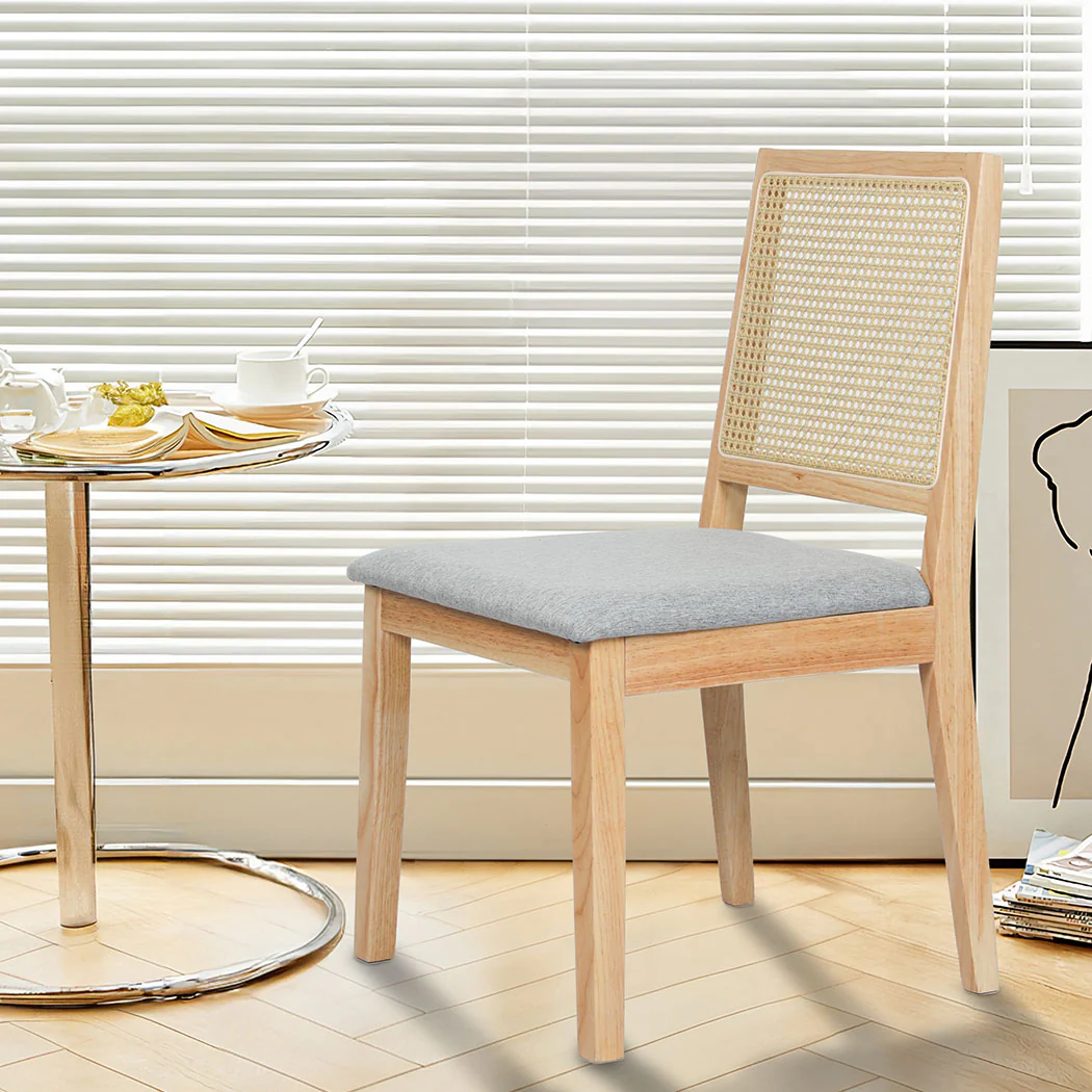 Levede 2x Rattan Dining Chair Solid Wood Lounge - Image 6