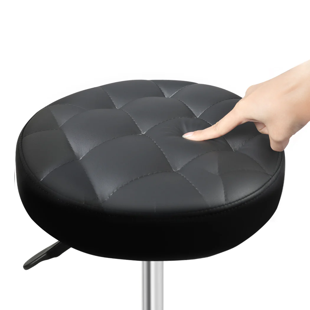 Levede 2x Rolling Bar Stool Swivel Salon SPA Chair Black - Image 4
