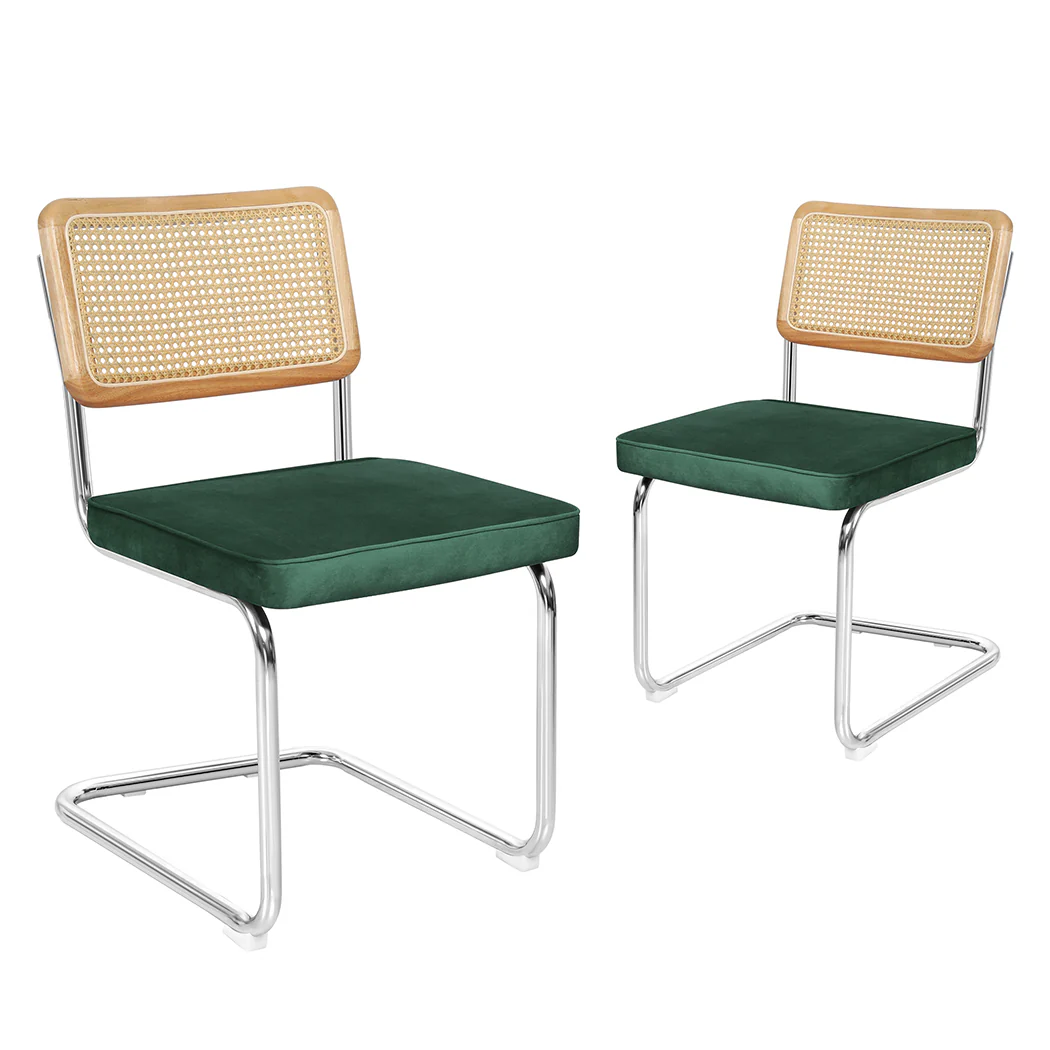 Levede 2xRattan Chair Dining Chairs Green - Image 8