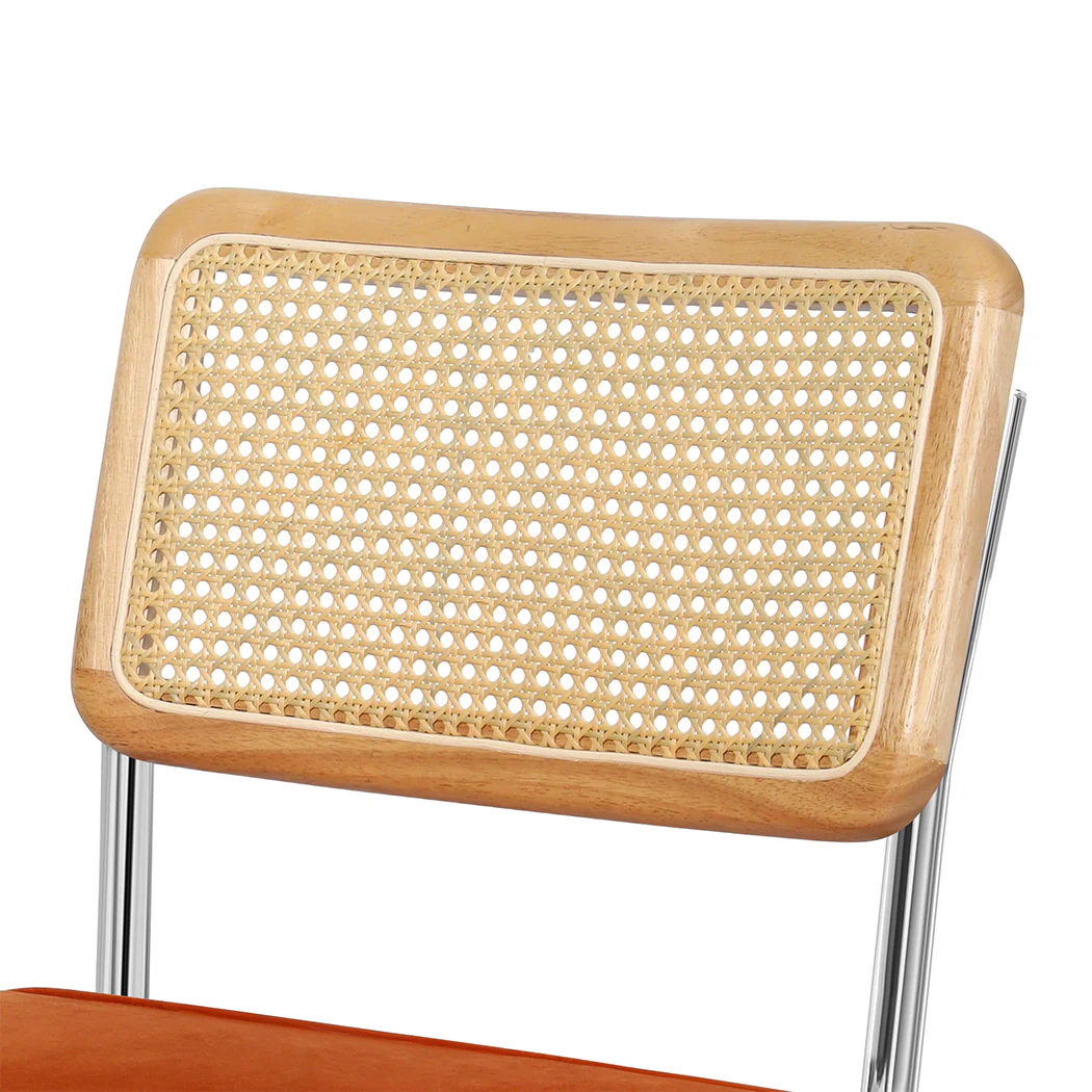 Levede 2xRattan Chair Dining Chairs Orange - Image 3