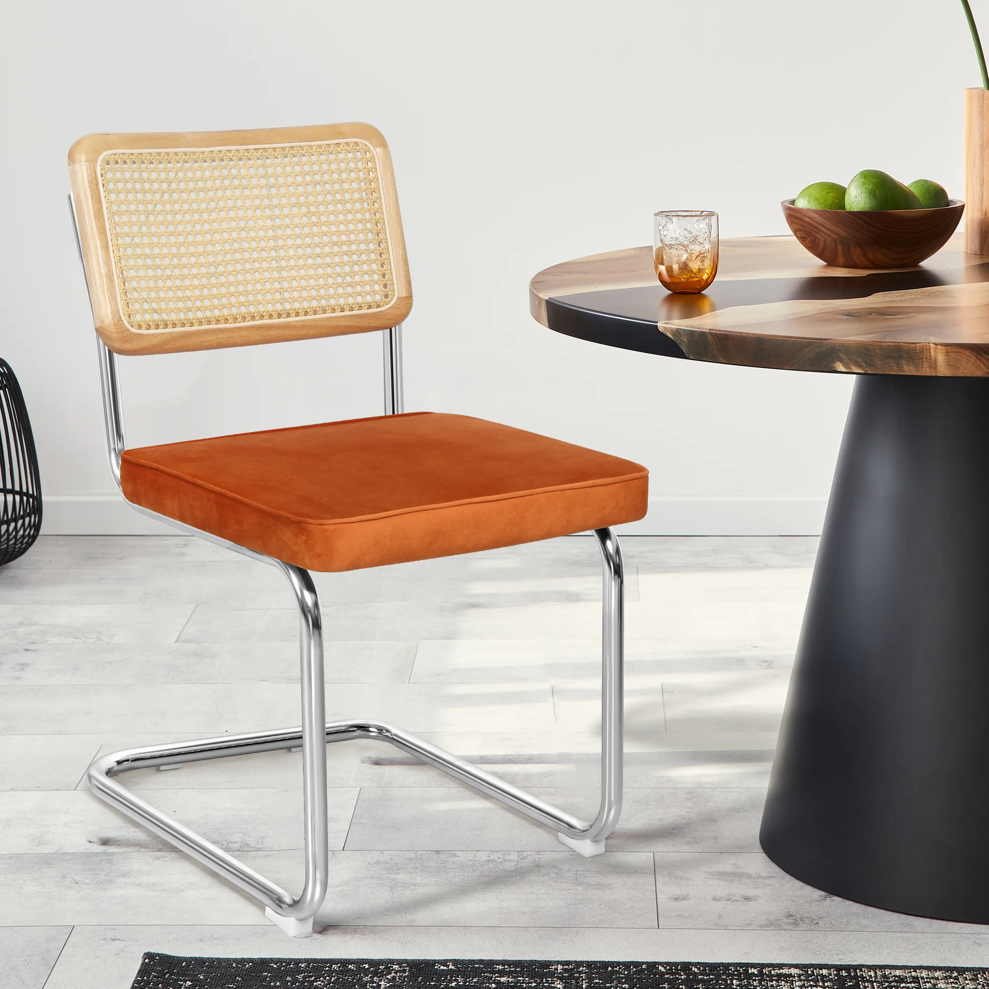 Levede 2xRattan Chair Dining Chairs Orange - Image 7
