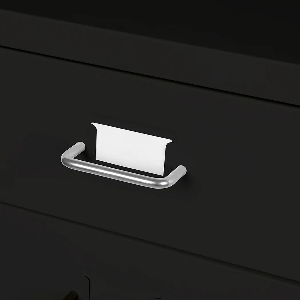 Levede 3 Drawer Office Drawers Cabinet Black - Image 3