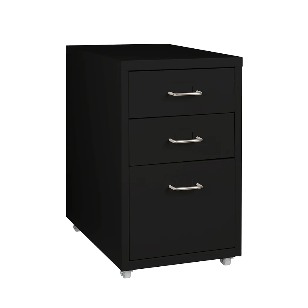 Levede 3 Drawer Office Drawers Cabinet Black - Image 7