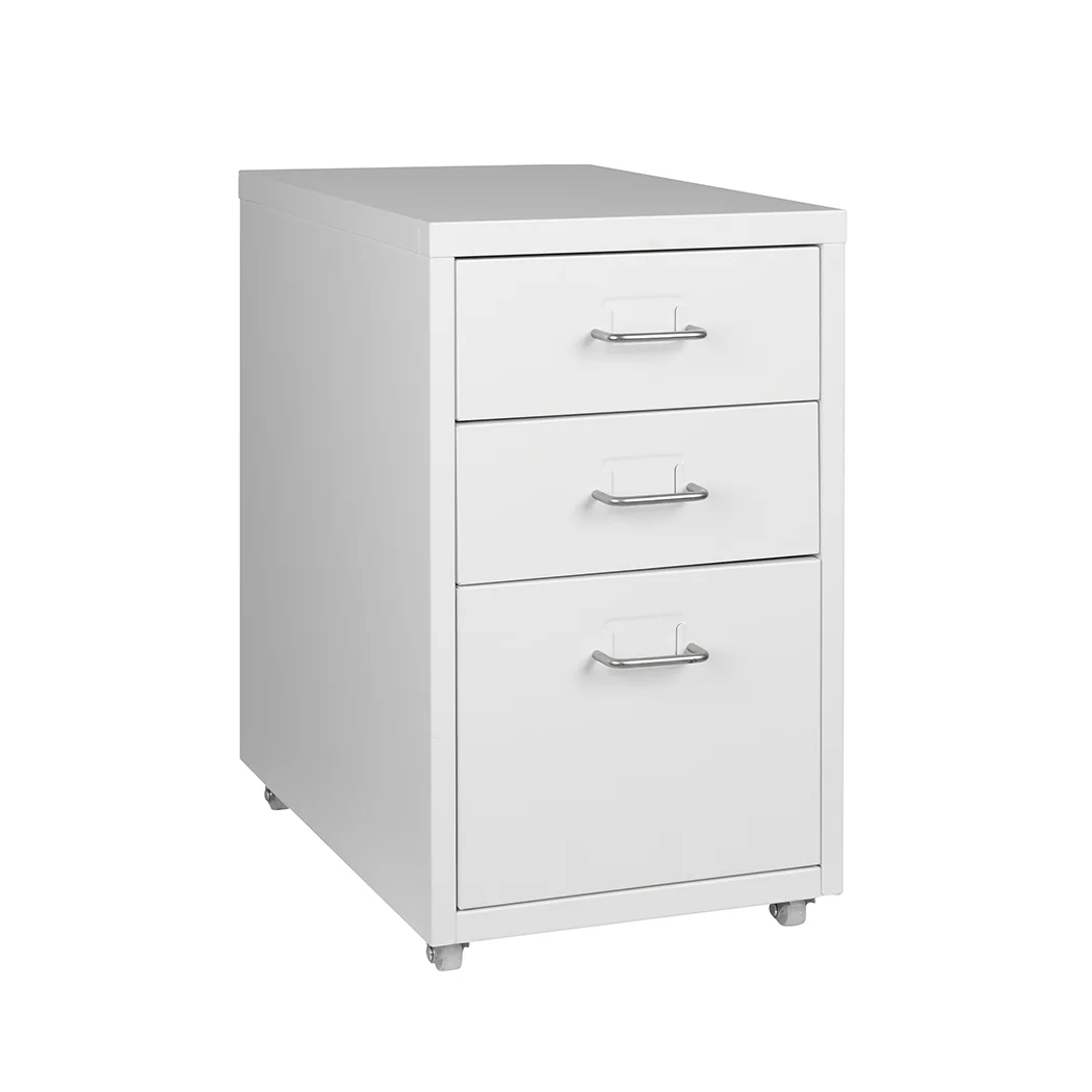 Levede 3 Drawer Office Drawers Cabinet White - Image 7
