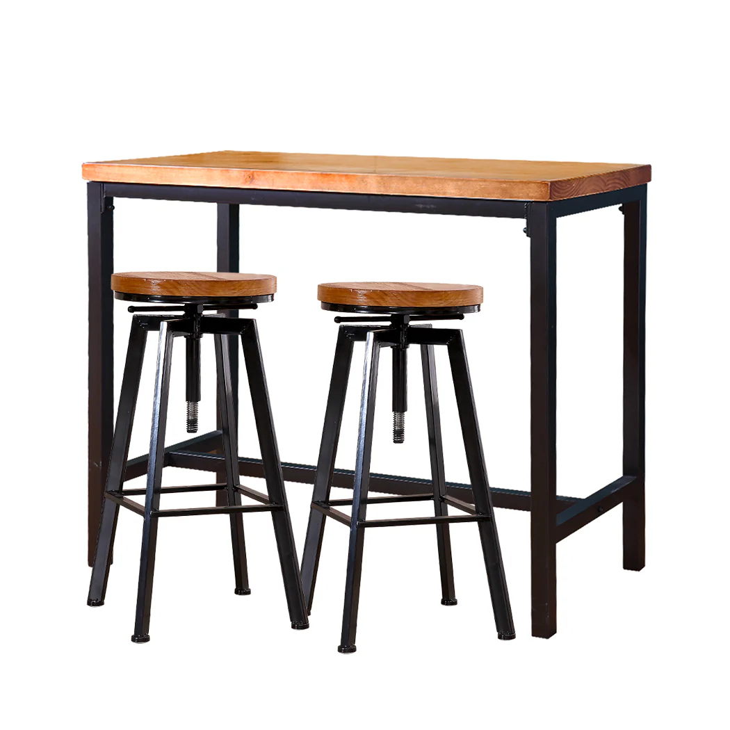 Levede 3pcs Bar Table Barstools Industrial - Image 8