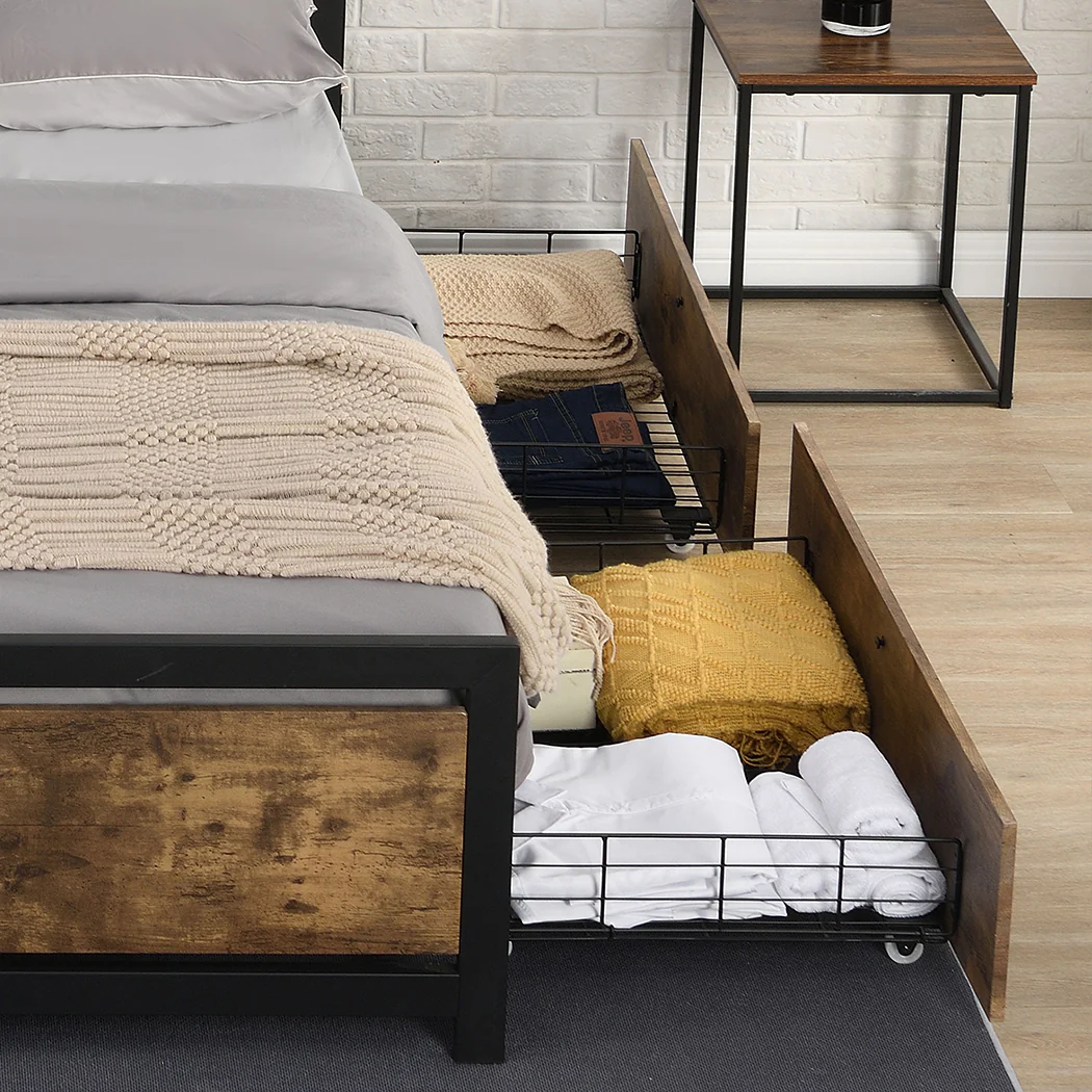 Levede 4 Double Bed Frame Storage Drawers - Image 7