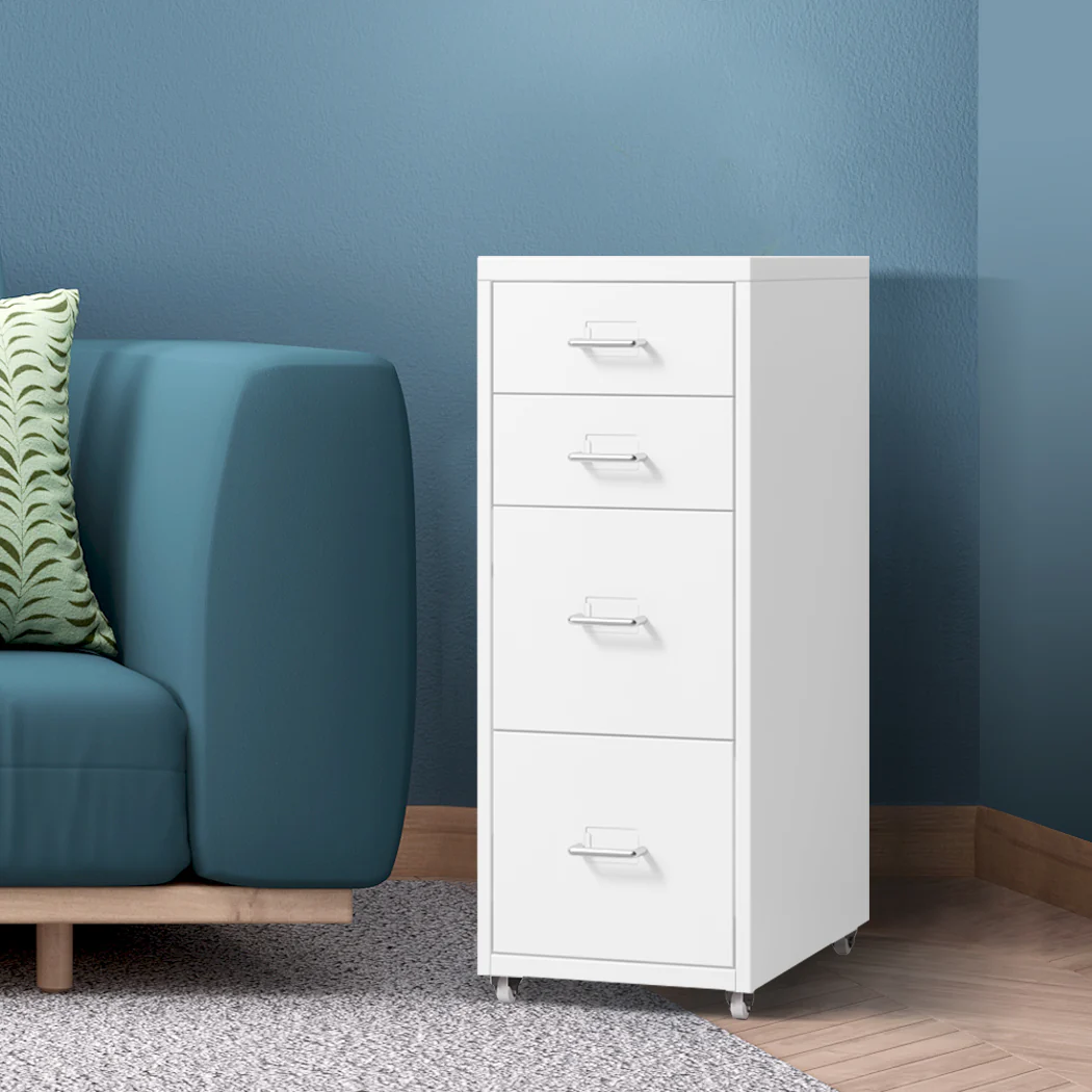 Levede 4 Drawer Office Drawers Cabinet White - Image 8