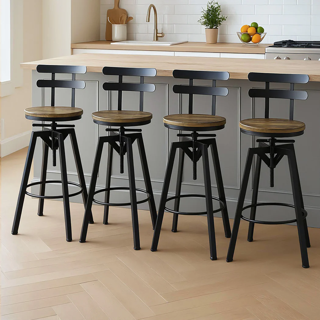Levede 4x Bar Stool Industrial Adjustable - Image 7