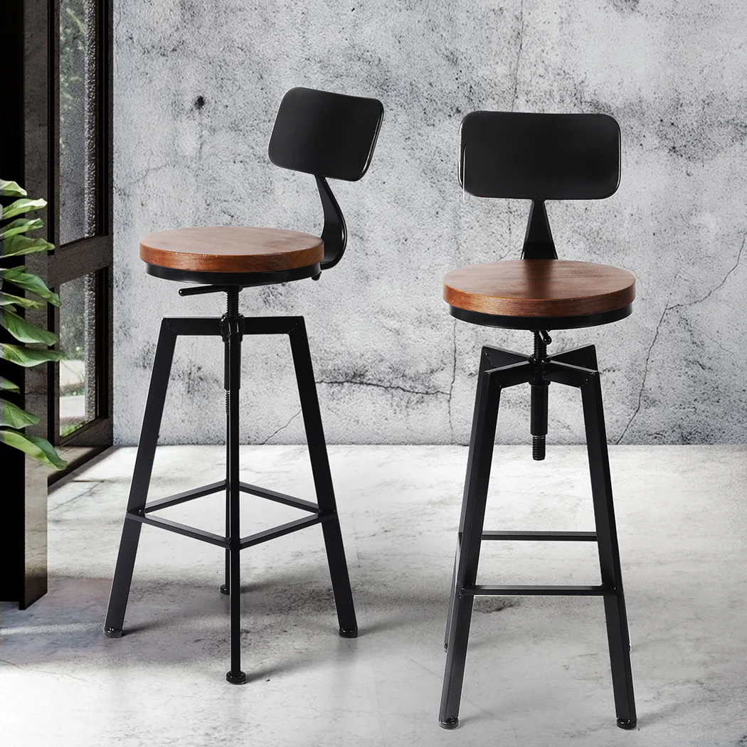 Levede 4x Bar Stool Kitchen Wooden Metal - Image 6