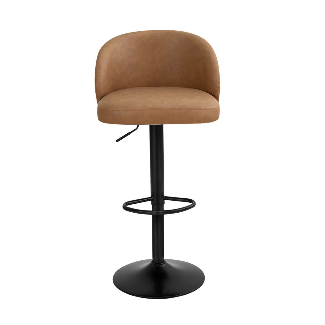 Levede 4x Bar Stool Swivel Gas Lift PU Leather Brown