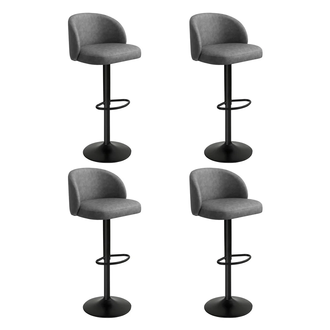 Levede 4x Bar Stool Swivel Gas Lift PU Leather Grey - Image 9