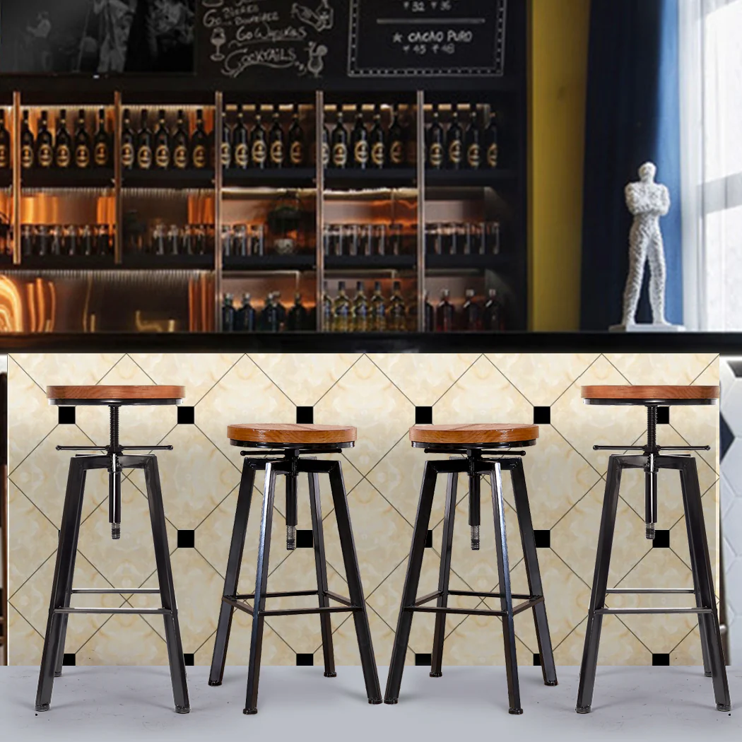 Levede 4x Bar Stools Industrial Kitchen - Image 6