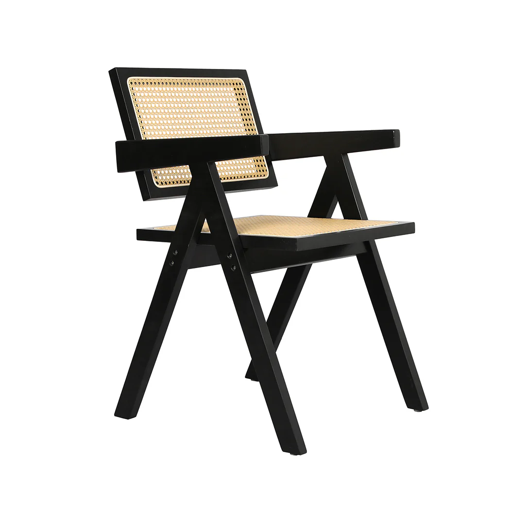 Levede 4x Black Wicker Armchair Dining Chair
