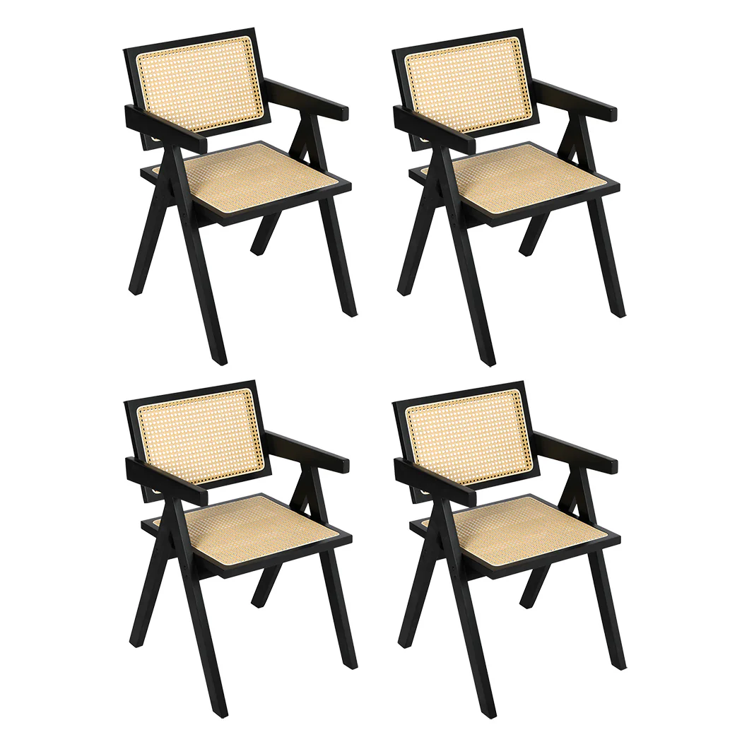 Levede 4x Black Wicker Armchair Dining Chair - Image 9