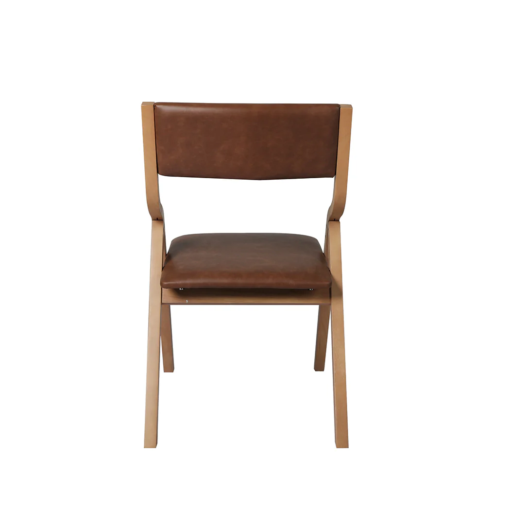 Levede 4x Dining Chairs Foldable PU Tan - Image 5