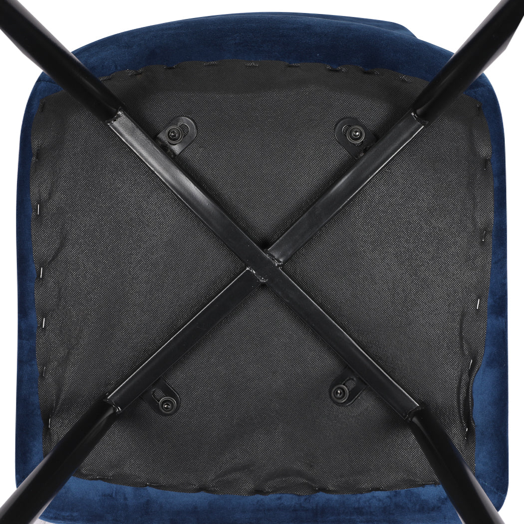 Levede 4x Dining Chairs Kitchen Velvet Blue - Image 3