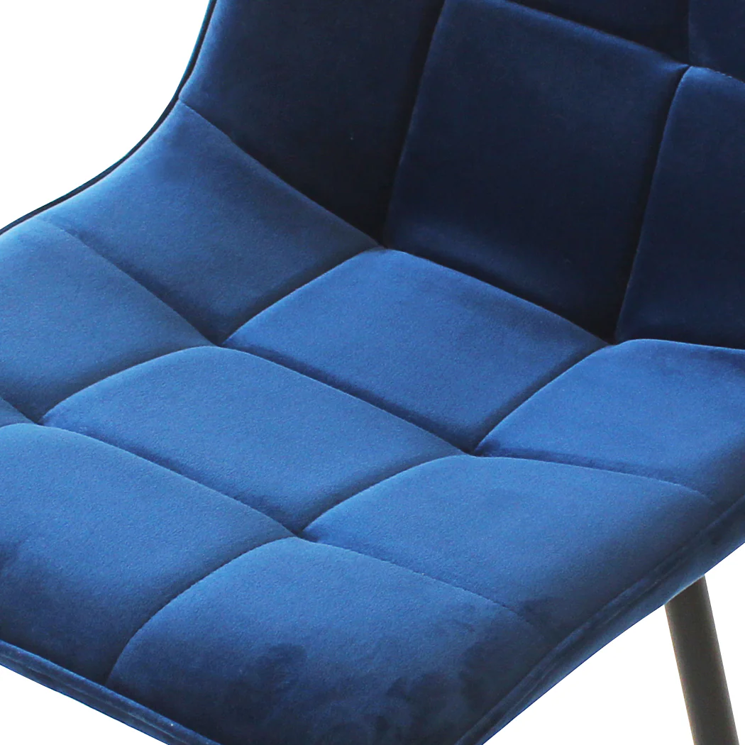 Levede 4x Dining Chairs Kitchen Velvet Blue - Image 5
