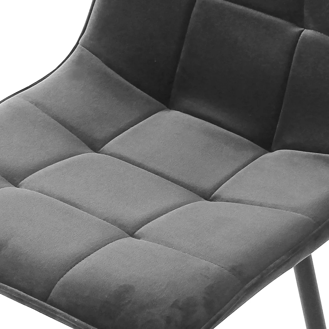 Levede 4x Dining Chairs Kitchen Velvet Grey - Image 5