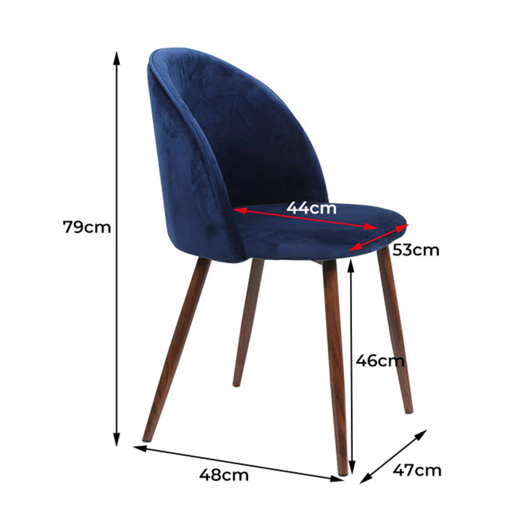 Levede 4x Dining Chairs Seat French Navy - Image 2