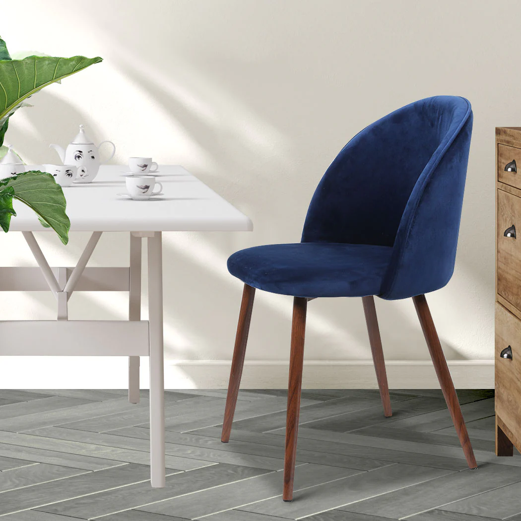 Levede 4x Dining Chairs Seat French Navy - Image 6