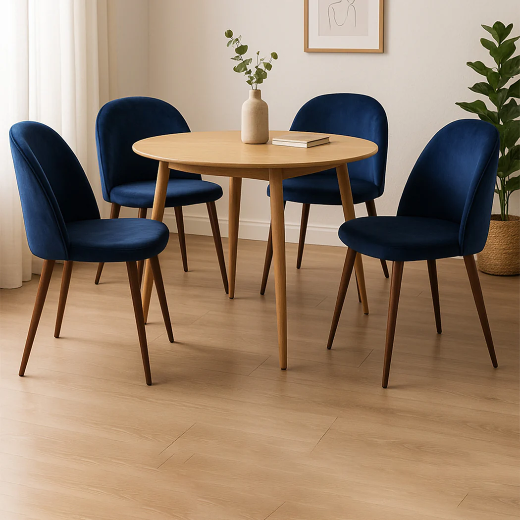 Levede 4x Dining Chairs Seat French Navy - Image 7