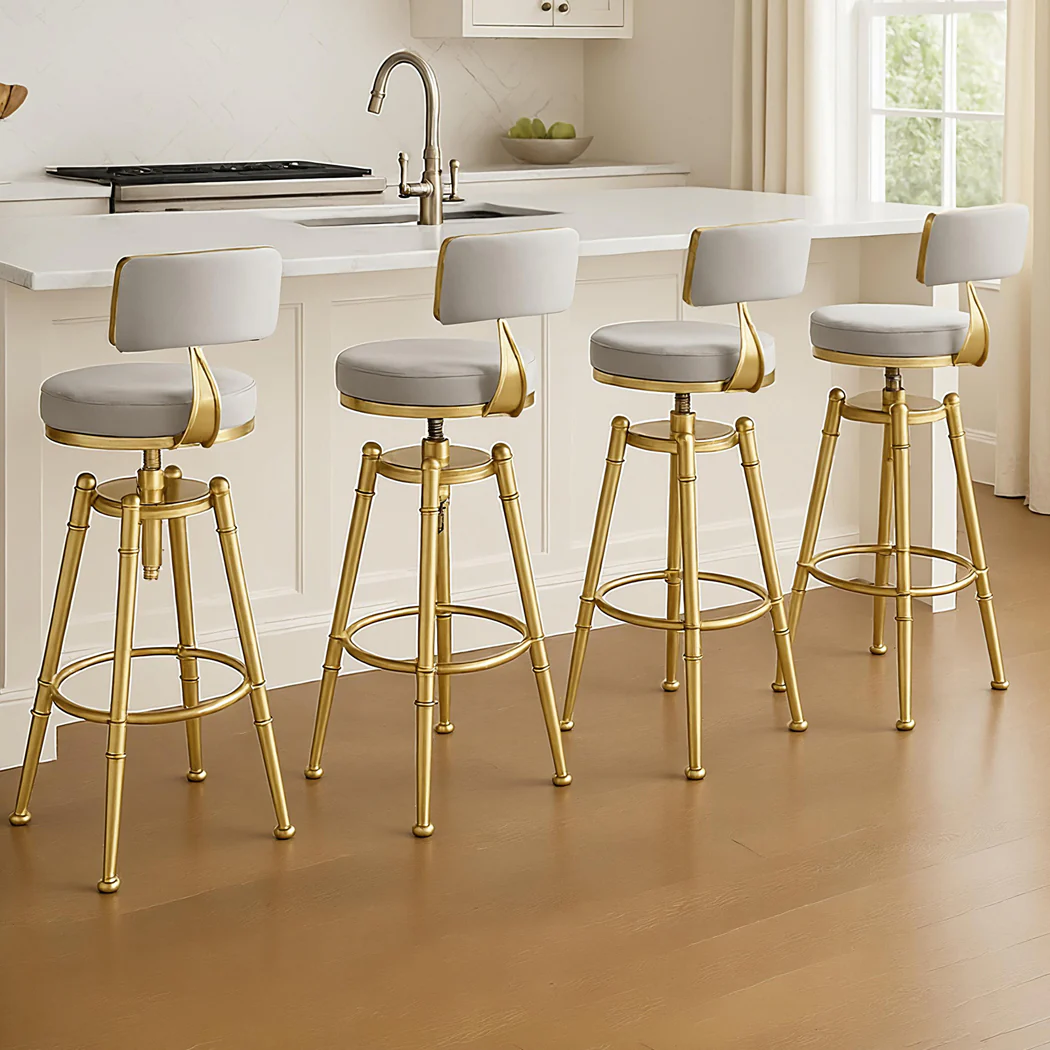Levede 4x Swivel Bar Stools Kitchen Bar Chair Grey - Image 7