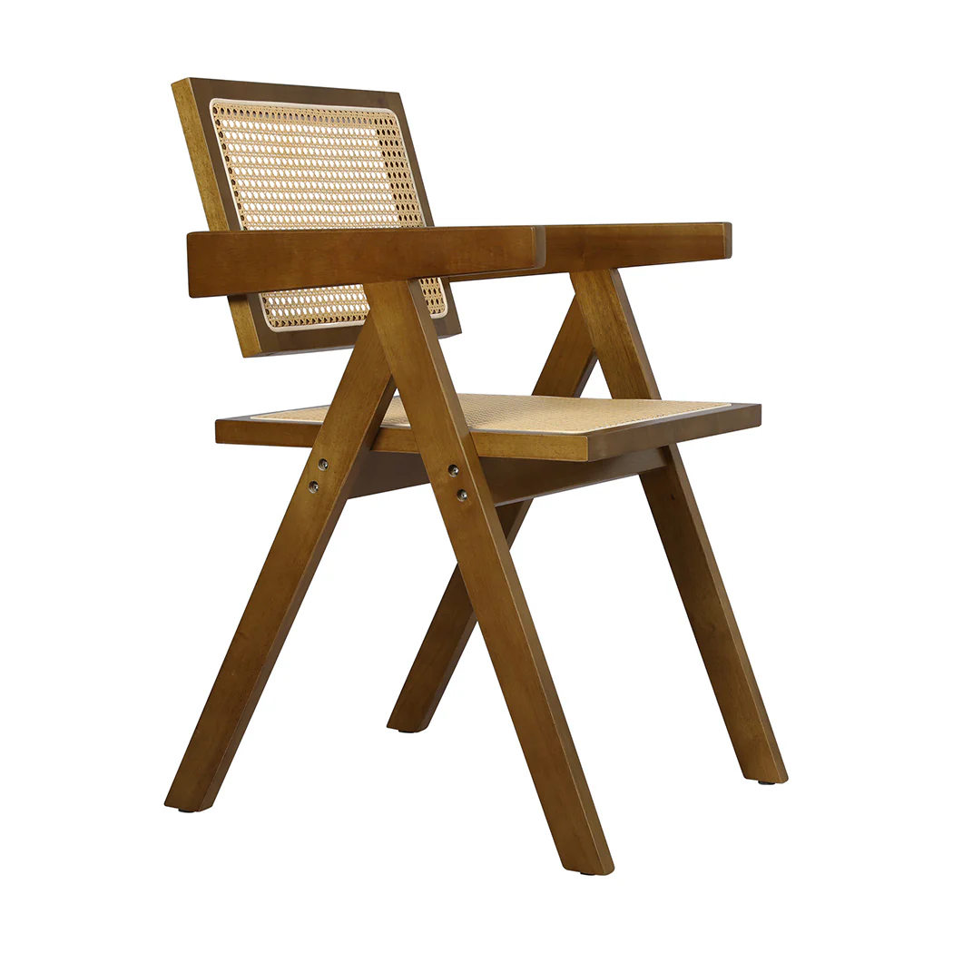 Levede 4x Walnut Wicker Armchair Dining Chair