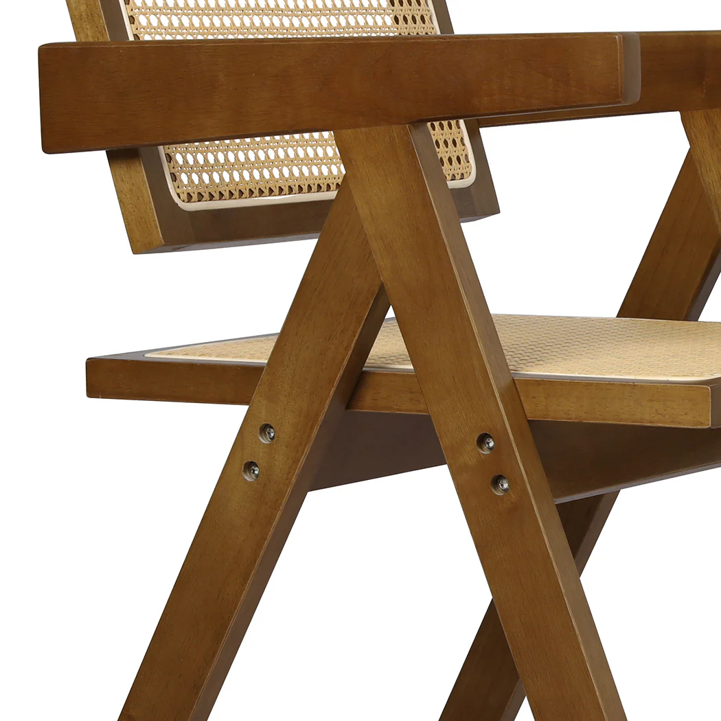 Levede 4x Walnut Wicker Armchair Dining Chair - Image 5