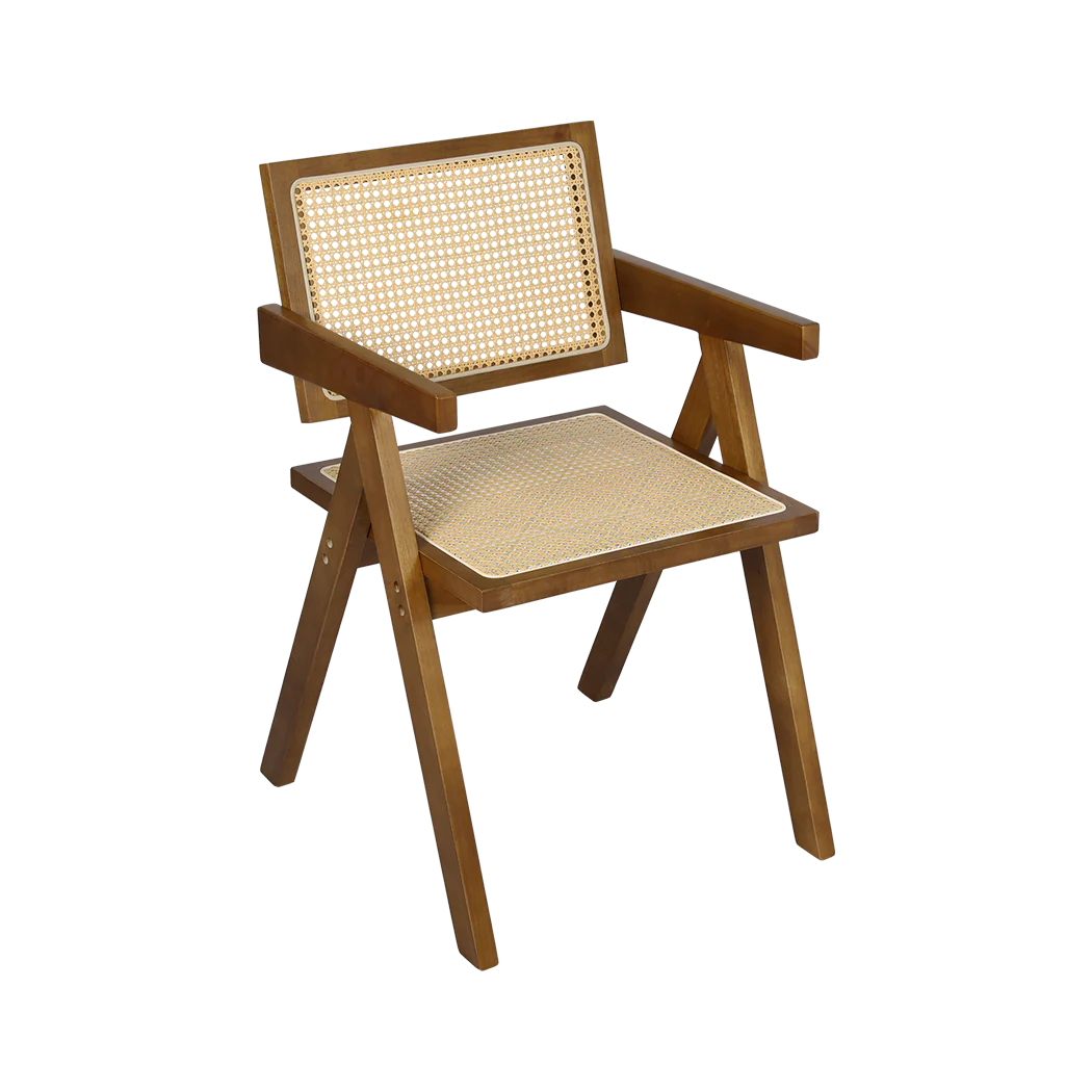 Levede 4x Walnut Wicker Armchair Dining Chair - Image 8