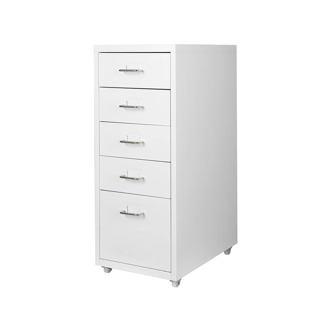 Levede 5 Drawer Office Cabinet Drawers White - Image 9