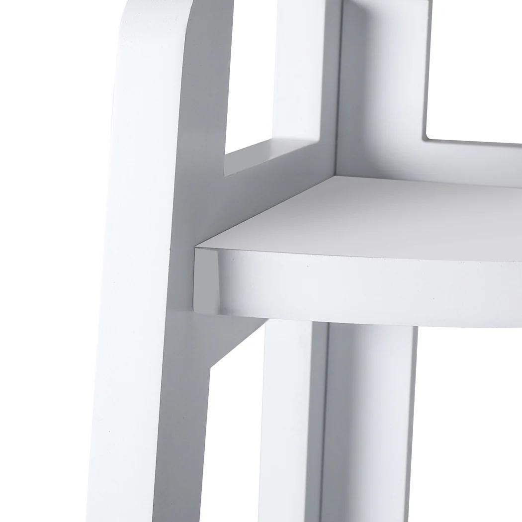 Levede 5 Tier Corner Shelf Wooden Storage White - Image 4
