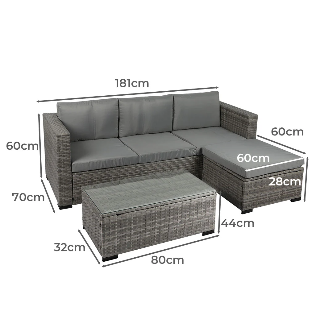 Levede 5pcs Outdoor Sofa Set Patio Furniture - Image 2