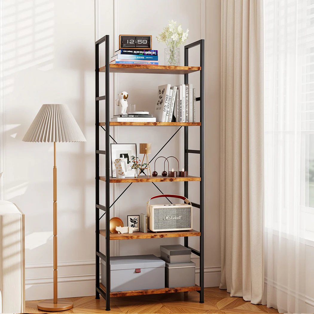 Levede 5-Tier Industrial Bookshelf Bookcase 157.5cm - Image 7