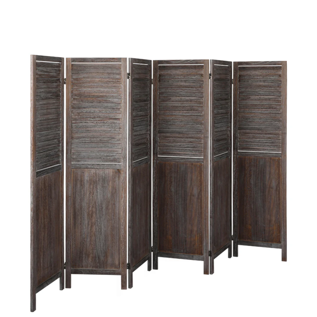 Levede 6 Panel Partition Room Divider Brown - Image 3