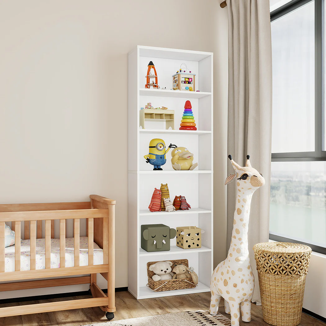 Levede 6 Tier Book Shelf Adjustable Shelves White - Image 6