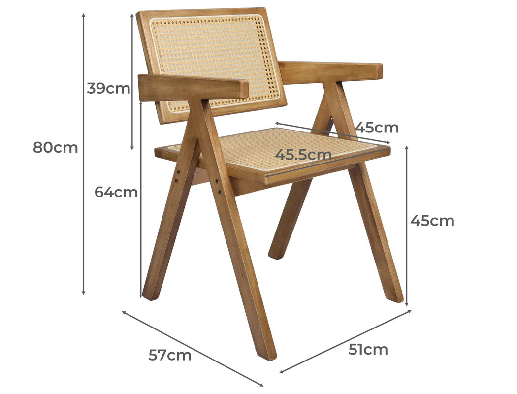 Levede 6x Dining Chair Solid Wood Rattan - Image 2