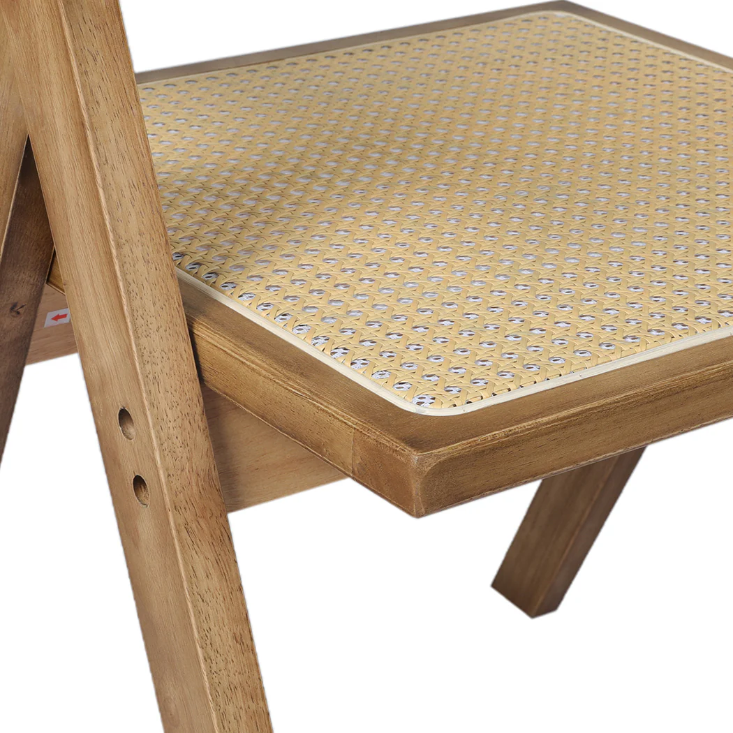 Levede 6x Dining Chair Solid Wood Rattan - Image 4