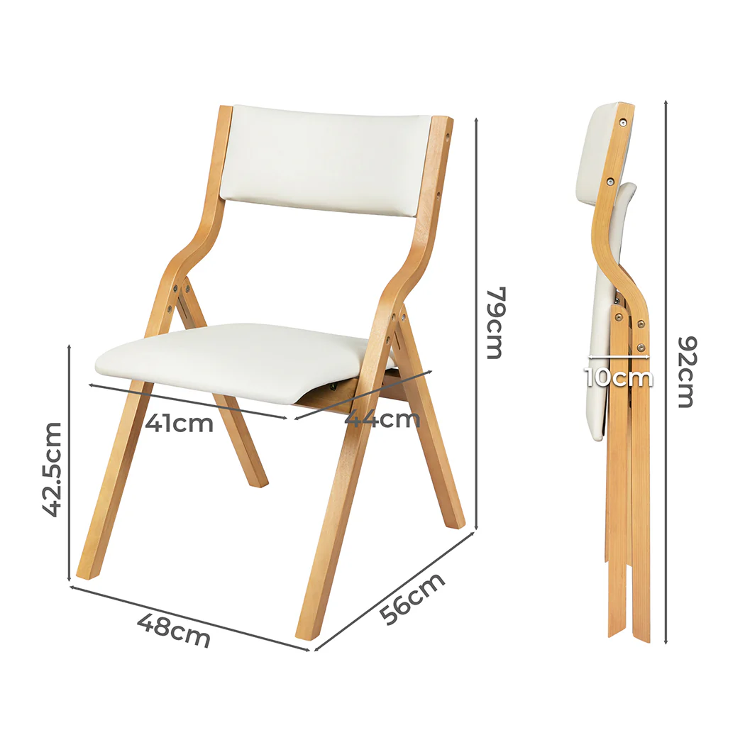 Levede 6x Dining Chairs Foldable PU Beige - Image 2
