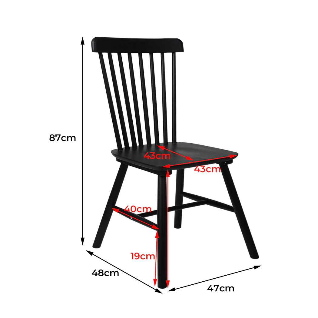 Levede 6x Dining Chairs Kitchen Winsor Black - Image 2